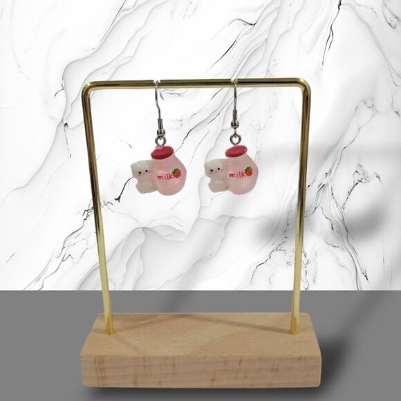 🍓Strawberry Milk Cat Earrings🍓(2-A012) - Picture 3 of 6
